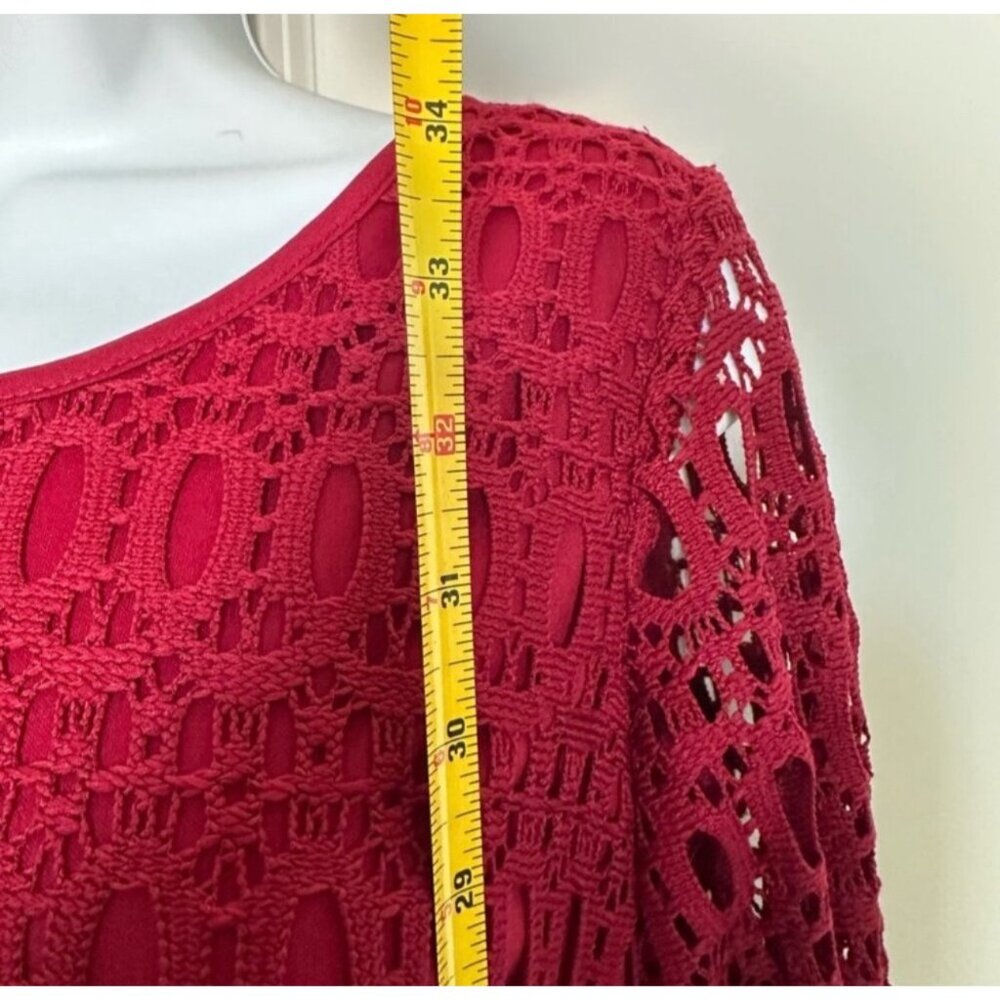 Petite 6 Burgundy Crochet Lace Dress By Established 1962 - Picture 7 of 10